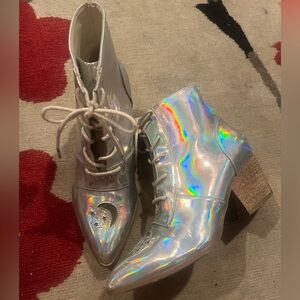 YRU Dollskill holographic booties